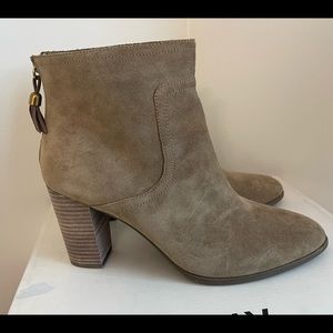 Anne Klein Niccie Ankle Boots, Suede, Dark Natural, Size 11, New